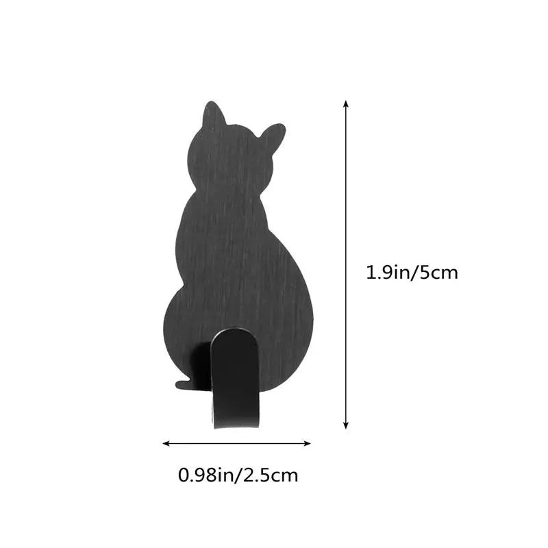 Wall Mounted Hooks 8pcs Creative Cat Shaped Nail Free Stainless Steel Adhesive Towel Coat