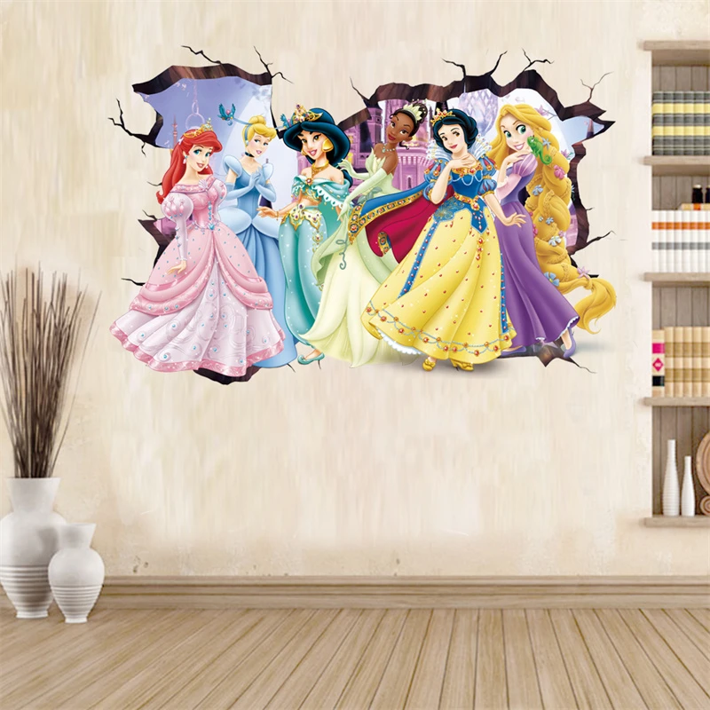 Cartoon princess Wall Stickers For Kids Room Girl Birthday Gift Bedroom Wall Decoration Movie Posters Door Sticker tree wall stickers