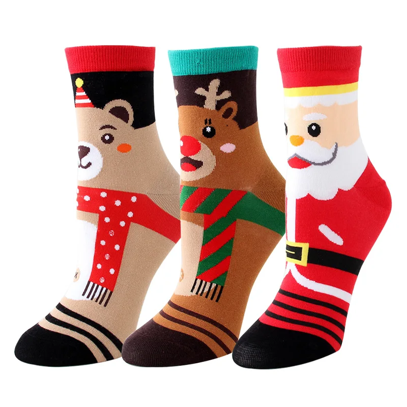Милые хлопковые носки женские носки с героями мультфильмов красочные забавные каваи лося носки индивидуальный Рождественский подарок для девочек 3 пар/лот# F - Цвет: D 3 pairs