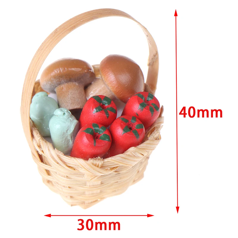 Miniature Food Toy Dinning Fruit vegetables Bamboo Basket Food Dolls Cook House Miniature Accessories