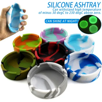 

New Hot Silicone Ashtray Rubber High Temperature Resistant Round Camouflage Fluorescent Ashtray for Indoor Outdoor USJ99