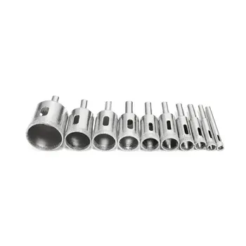 

10Pcs/set Diamond Drill Bit Set 6mm-30mm Diamond Coated Core Hole Saw Drill Bits Tool Cutter for Glass Marble Tile