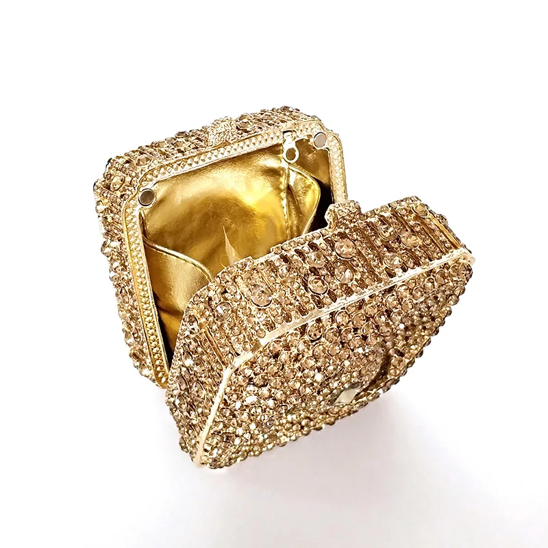 Classical women evening party small box diamonds luxury clutches vintage square crystal purses Bridal wedding party purses