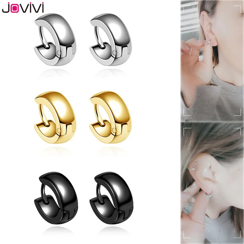 Серьги кольца JOVIVI 2x из нержавеющей стали обруч простые круглые сережки Huggie