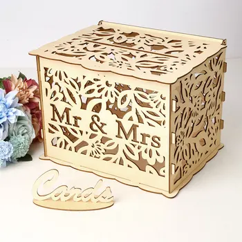 

DIY Wedding Gift Card Box Wooden Money Box With Lock Beautiful Wedding Decoration Birthday Party Supplies