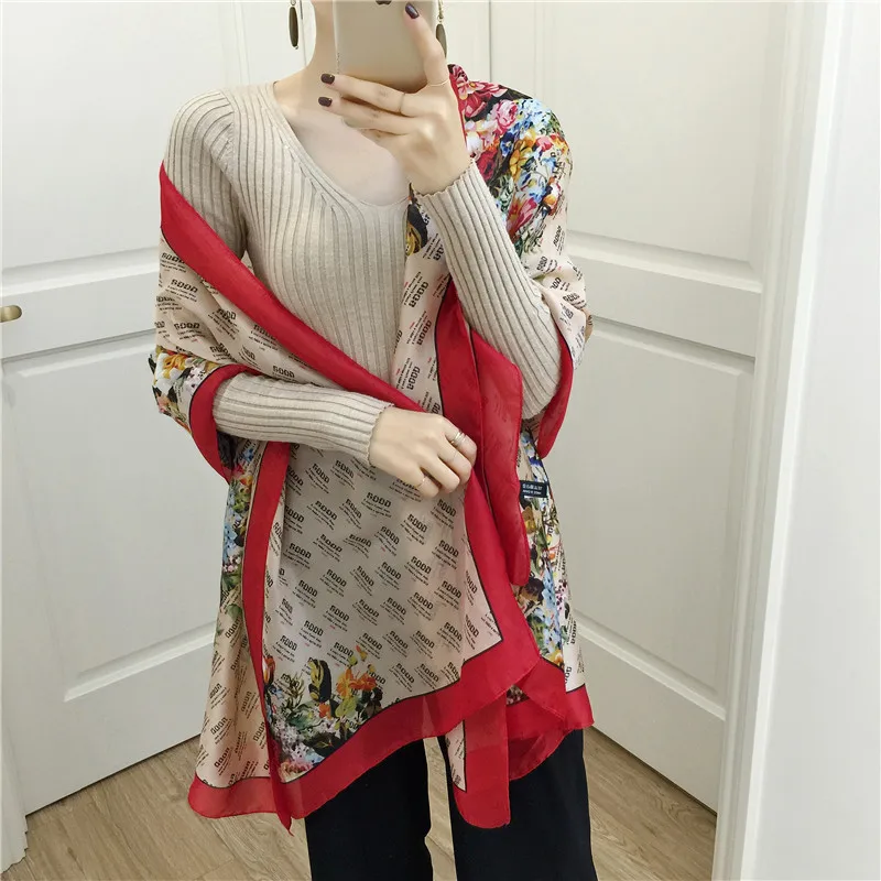 

Spring and Summer European and American Fashion Simulation Silk Scarves Shawls and Wraps Chale Femme Foulard Luxe Moda Mujer New