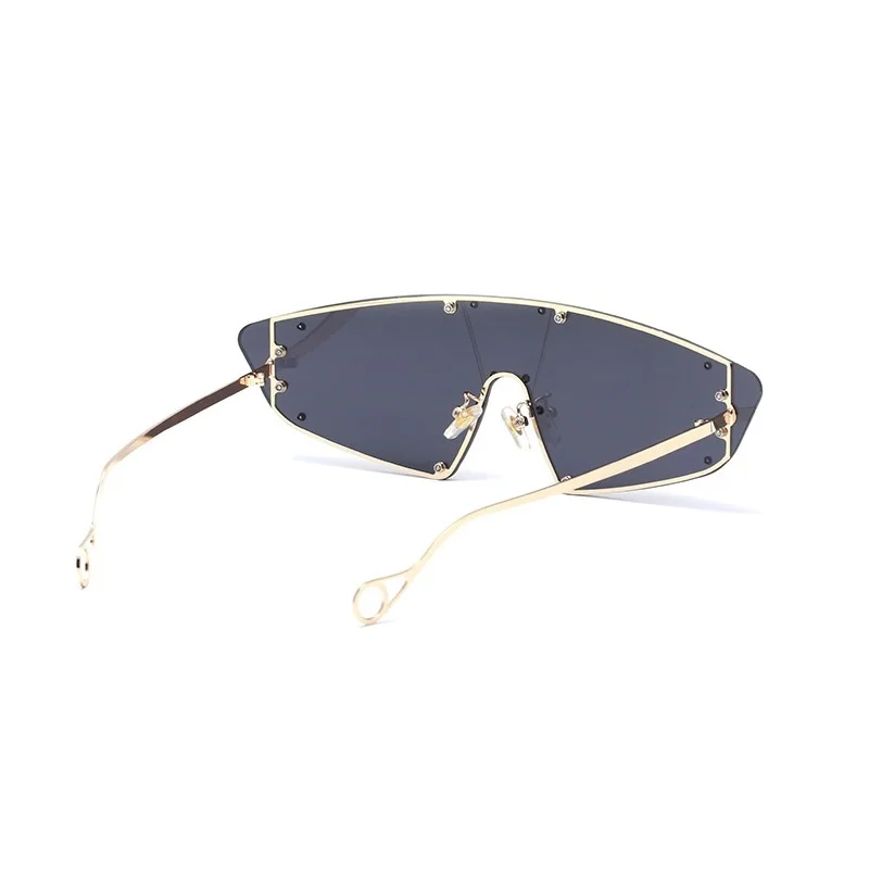 GIFANSEE women oversized cat eye sunglasses flat top men glasses vintage brand design retro luxury uv400 transparency rimless