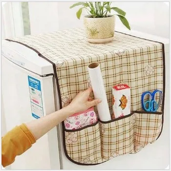 

Multi-Purpose Home Refrigerator Lattice Dust Proof Cover Foldable Non-Woven Fabric Refrigerator Pouch Organize Storage Bag Cover