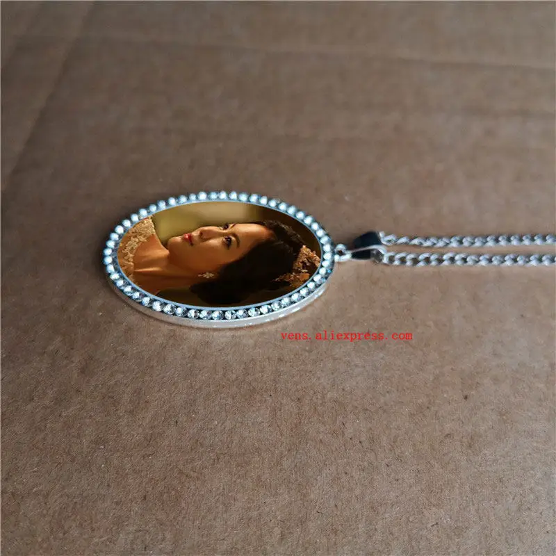 sublimation blank big oval necklaces pendants with drill necklace pendant hot tranfer printing consumable 15pcs/lot 2
