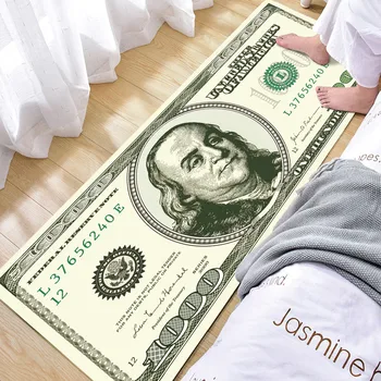 

2020 Retro Currency Money Dollar Pattern Entrance Door Mat Porch Room Decoration Flannel Home Living Carpet Carpet Rectangular