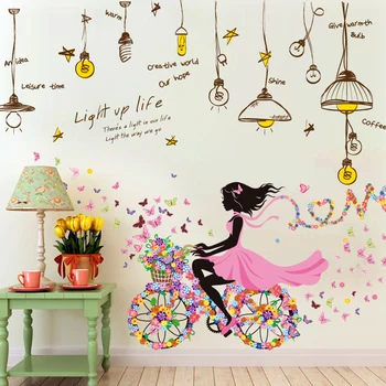 

[shijuekongjian] Cartoon Fairy Girl Wall Stickers DIY Chandelier Wall Decals for Kids Rooms Baby Bedroom Nursery Home Decoration