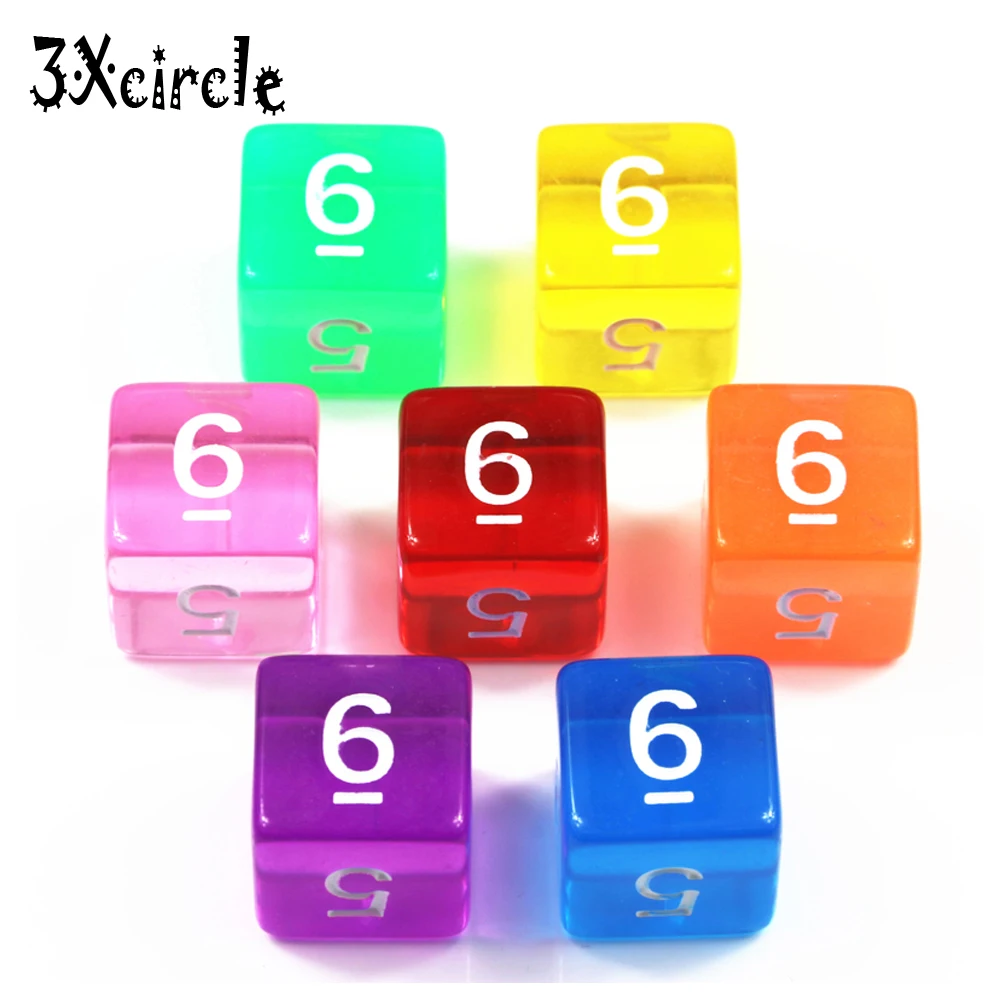 Brand New 10PCS Transparent D6 Dice Games Dices 7 Colors Desktop Game Pieces for Dnd rpg | Спорт и развлечения