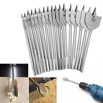 

6-45mm Flat Drill Long High-carbon Steel Wood Flat Drill Set Woodworking Spade Drill Bits Durable Woodworking Tool Sets