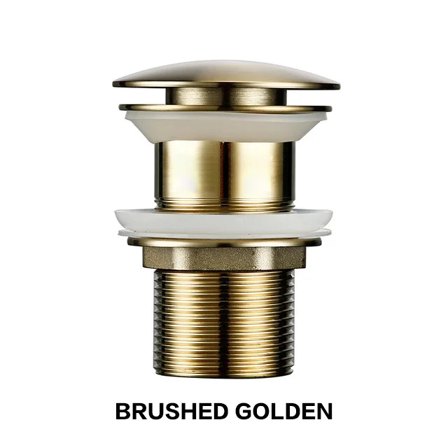 Matte Black Gold Bathroom Basin Sink Stainless Steel Drain With Overflow Kitchen Bath Drain Stopper No Hole - Цвет: Brushed Golden