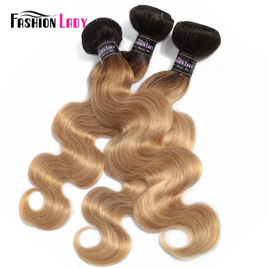 Ombre Human Hair Weave Bundles Honey Blonde T1b 27 Body Wave Bundles Brazilian Human Hair 1 Piece Non-remy Extension