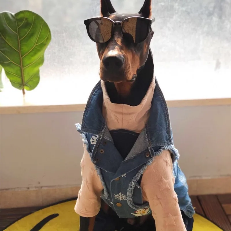 

Pets Dogs Large Size Christmas Wear Winter Fashion Jean Jackets Dogs Gift