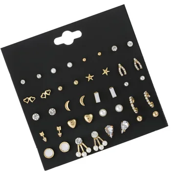 

TAFREE Minimalism Design Ear Stud Stars Moon Heart Shaped Stud Earrings Fashion Ear Accessories Jewelry Wedding Party E0021