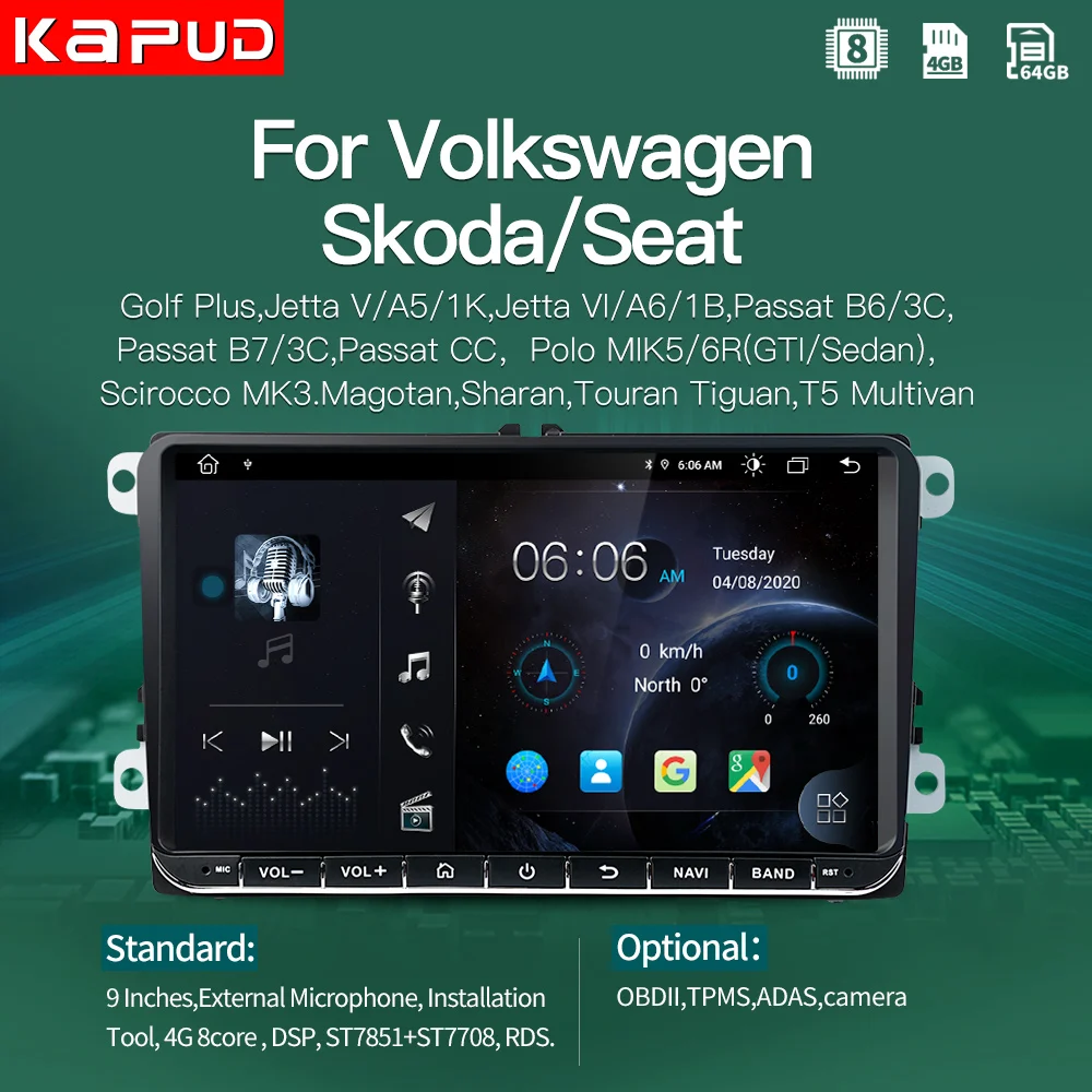 Автомагнитола Kapud стерео система на Android 10 9 дюймов с Gps для