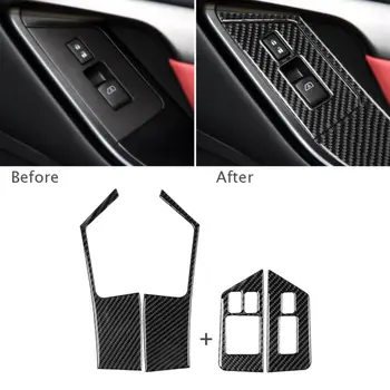 

4Pcs Carbon Fiber Window Switch Panel Decals Cover Waterproof Windows Control Stickers For Nissan GT-R R35 2008-16 Left-hand
