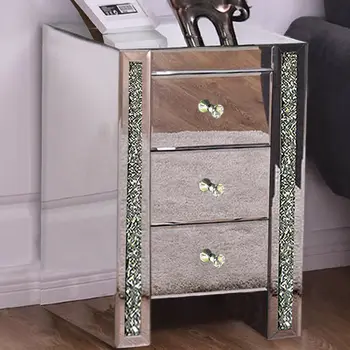 

Bedside Table Mirrored Glass Bedside Table with Drawers Fast delivery Bedroom Furniture de chevet