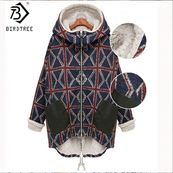 

Plus Size 2019 Winter New Women's Velvet Down Parkas Hooded Striped Jacket Zipper Full Sleeve Warm Thick Coat Streetwear C90401K