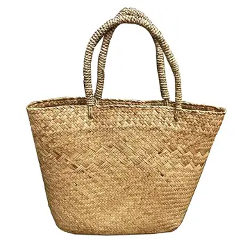 

1Pc Woven Bag Flowers Basket Gardening Storage Basket Hand-held for Plant Khaki