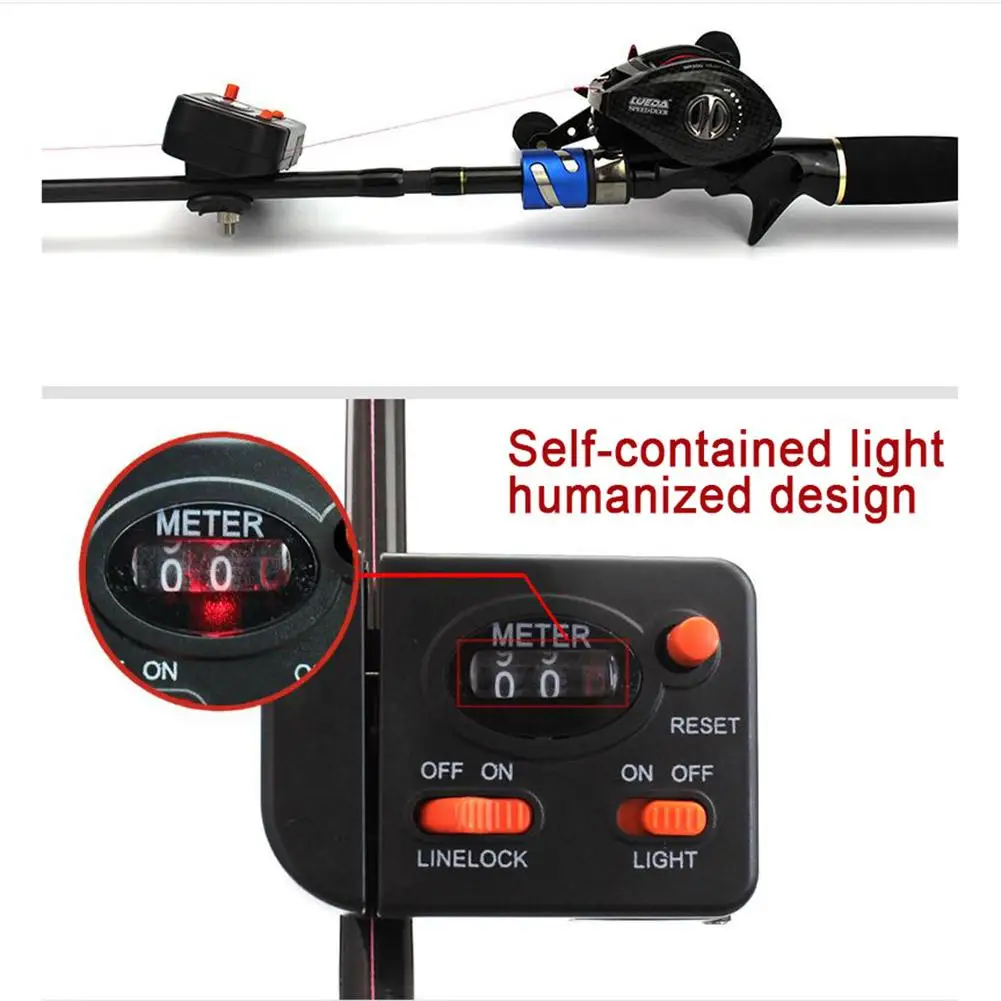 Compteur De Ligne De Pêche Mécanique 0-999m - Détecteur Profondeur, Clip Pour Canne, Boîtier ABS étanche