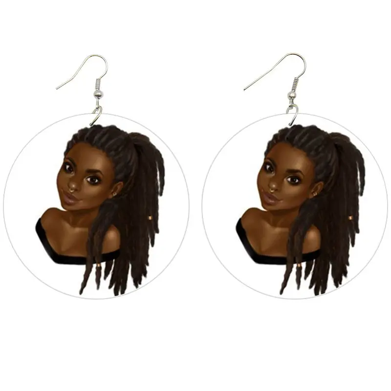 Black Girl Magic/Melanin Poppin large wooden dangle earrings 