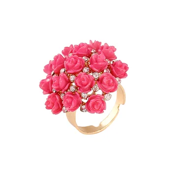 

Rose Flower Ring Ceramic Personality Female Fashion Ring Romantic Anniversary Gift Stainless Steel Rings