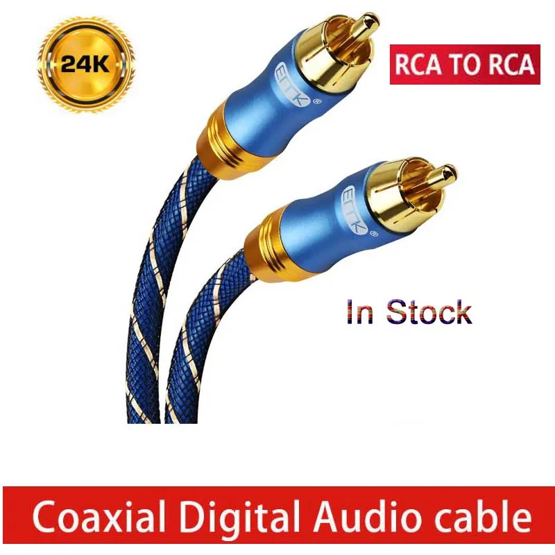 

Digital Audio Coaxial Cable OD8.0 6.0 24K Gold-Plated Rca to Rca Male Coaxial Cable For TV,PS4,Xbox,DVD/CD Play Blu-ray Players