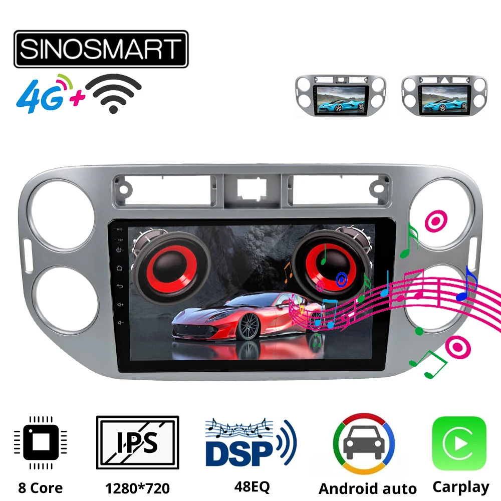 Sinosmart 8 ядер DSP 48EQ автомобильный радиоприемник с навигацией GPS для Volkswagen Tiguan 2016 2din