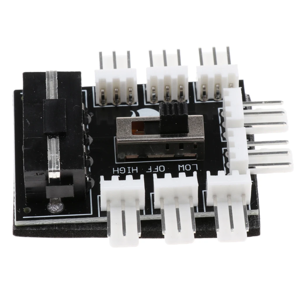 4 Pin IDE to 8 Channel 3Pin Male Socket Fan Hub 12V Power Supply Splitter Adapter