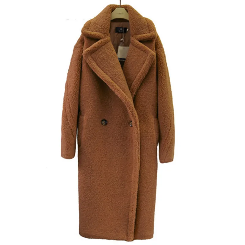 

DEAT 2019 Autumn Winter Turn-down Collar Woolen Double Breasted Warm Khaki Thick Overcoat Long Coat Heavy Jacket Women MF322