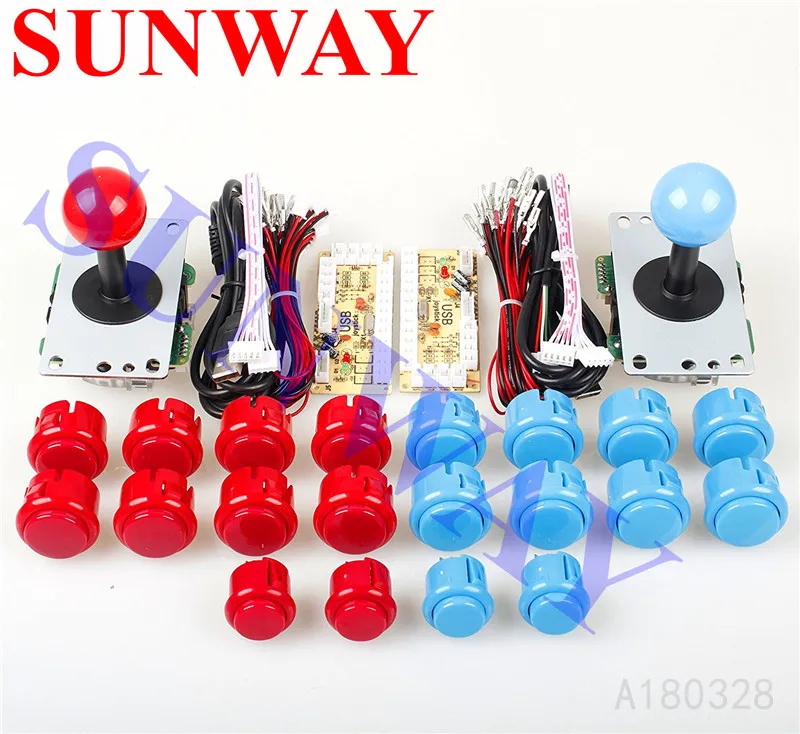 

Arcade DIY Kits Controller USB Encoder To PC Games 2 5Pin 8 Way Sticker+20x Push Buttons ( 2.8mm Terminal )For Arcade Joystick