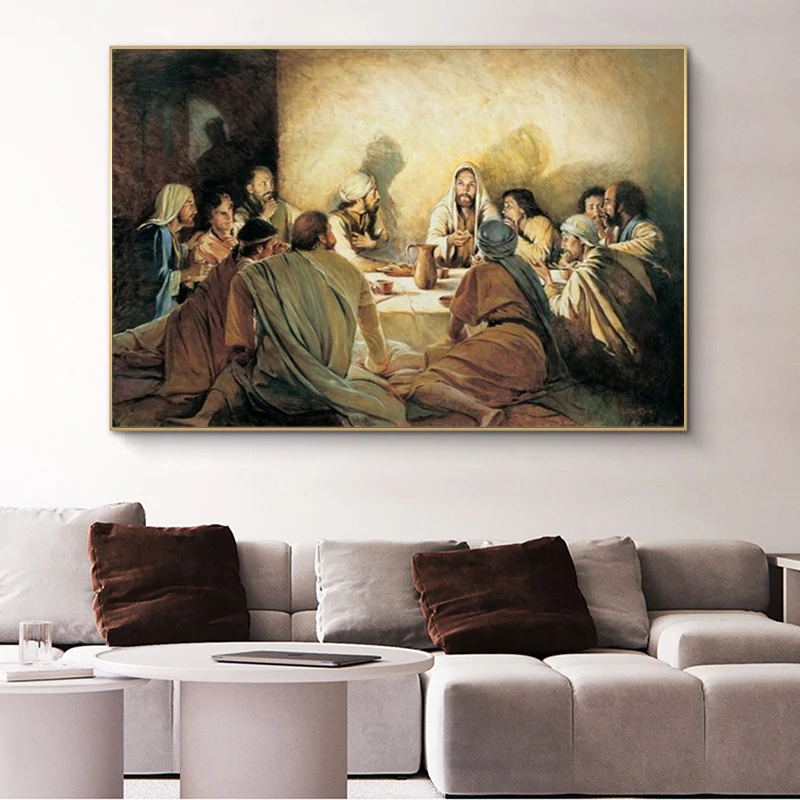 

The Last Supper Da Vinci Famous Oil Painting on Canvas Jesus Religious Posters and Prints Wall Picture for Living Room Decor