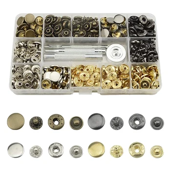 

64Pcs Leather Snap Fasteners Kit 12.5Mm Metal Button Snaps Press Studs 4 Installation Tools 4 Color Leather Snaps for Clothes Ja