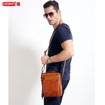 

HANSOMFY Genuine Leather Men's Bag Female Messenger Bag Casual Men Shoulder Bag New Wave Retro Handbag Small Bags Vintage