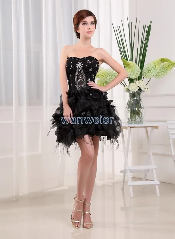 

robe de mariee free shipping 2018 crystal vestidos formals sexy black lace short beading organza prom gowns bridesmaid dresses