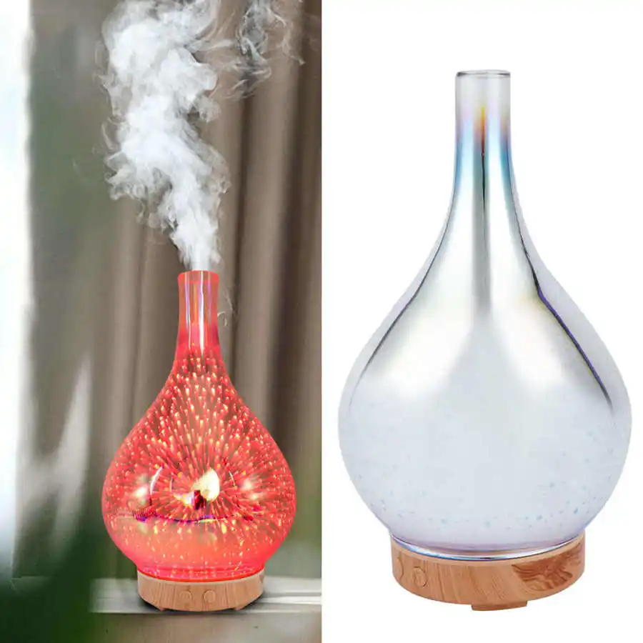 Firework Glass Air Umidificador Ultrasonic Umidificador Óleo Essencial Aroma Difusor Névoa Maker Home Decor Color Light 100ml 3d