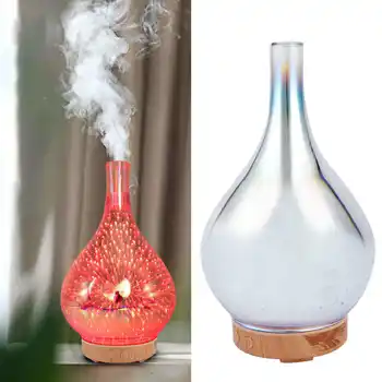 7 색 빛 3D 불꽃 놀이 유리 공기 가습기 100ml 초음파 Humidificador 에센셜 오일 아로마 기관총 안개 메이커 홈 장식