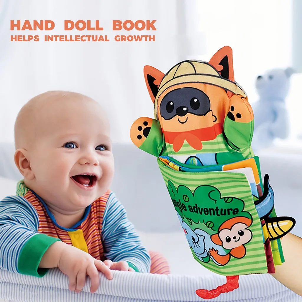 Childrens Animal Cloth Book Baby Hand Puppet Cloth Toy Cloth Education Book Xisheep Education Toys for Home & Pastime 