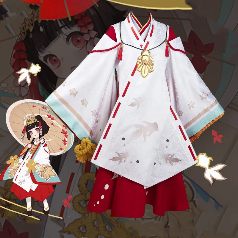 Anime! Onmyoji Little Kagura Kimono Uniform Cosplay Kostuum Mooie Kleine Goudvis Lolita Kimono Halloween Kostuums Voor Vrouwen Anime! Onmyoji Little Kagura Kimono Uniform Cosplay Kostuum Mooie Kleine Goudvis Lolita Kimono Halloween Kostuums Voor Vrouwen