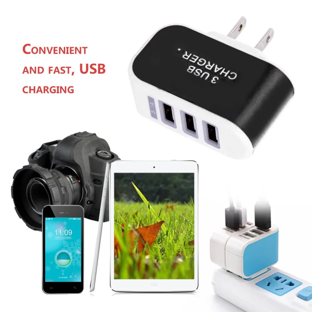 Universal Candy Color 3USB Charger Travel Wall Charger Adapter Smart Mobile Phone Power Supply Charger for Tablets
