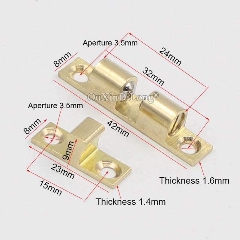 BRAND NEW 10PCS 42mm Pure Brass Cupboard Drawer Cabinet Double Ball Catch Door Latch Touch Beads