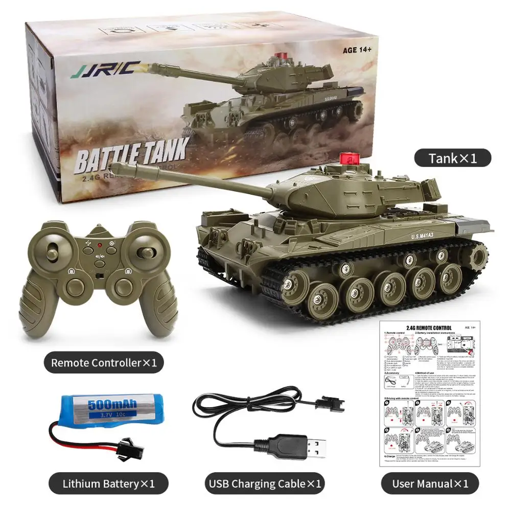JJRC 1/30 RC Tank Battle 2.4G Remote Control Programmable Crawler Tank Sound Effects Military Tank Model Rc Car Toy for Boys Kid 6