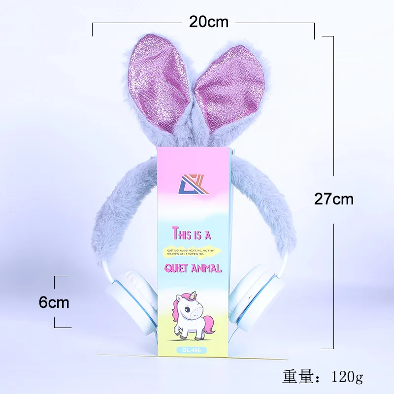 Cute Rabbit Ear Headphone Kids Stereo Headphones Music Earphone Headset for Boys Girls with 3 5mm Jack for Smartphone PC Bithday