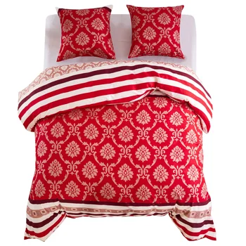 

Vidaxl part. Bedding Set stripe design 200x200/80x80 cm red