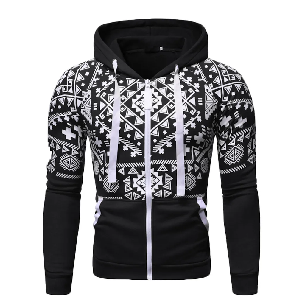 

T Shirt Autumn Winter Long Sleeve Print Pocket Hooded Sweatshirt Sweater Coat Top футболка футболка мужская Streetwear