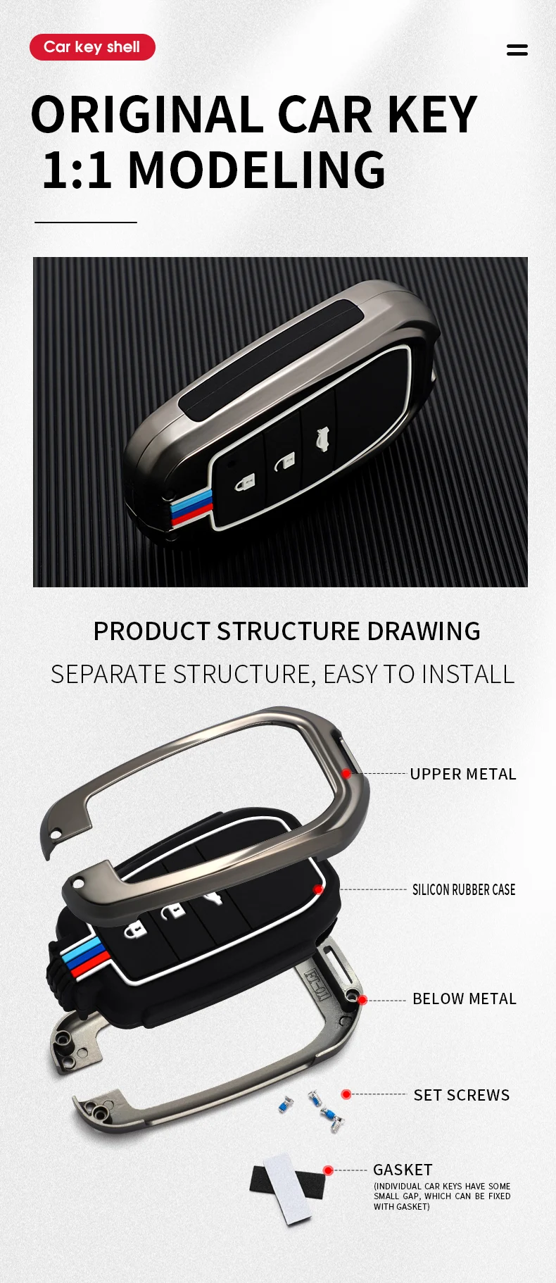 Portachiavi per auto in lega di zinco per Toyota Chr Rav4 Auris Avensis Prius Aygo Camry Corolla Land Cruiser 200 Prado Crown Riez Key Cover - H814206c85c8d4984b19c3d0985b43508X