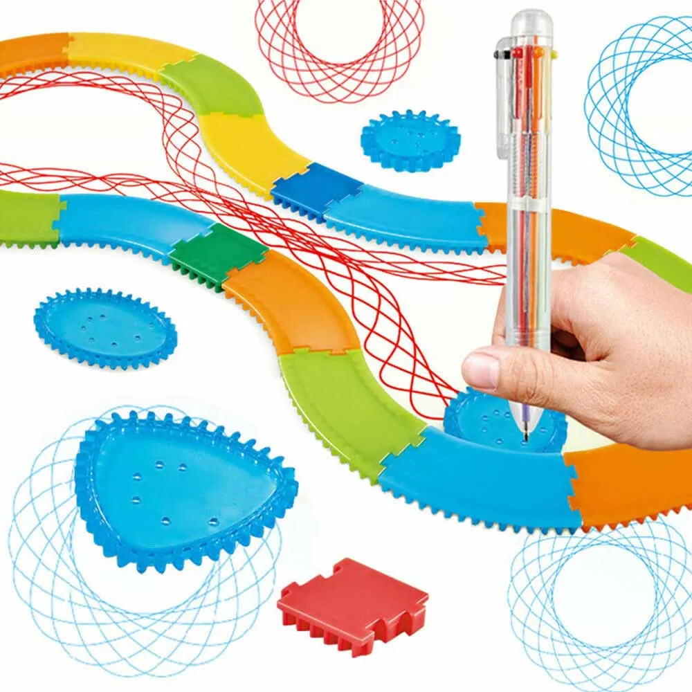 

Christmas SALE 32Pcs Set Spirograph Rails Design Tin Draw Drawing Kids Gift Toy